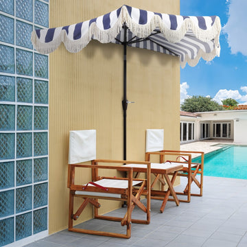 Beverly 9 ft. Designer Classic Scalloped Fringe Half Market Patio Umbrella